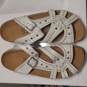 Birkenstock Silver and White Comfort Sandals